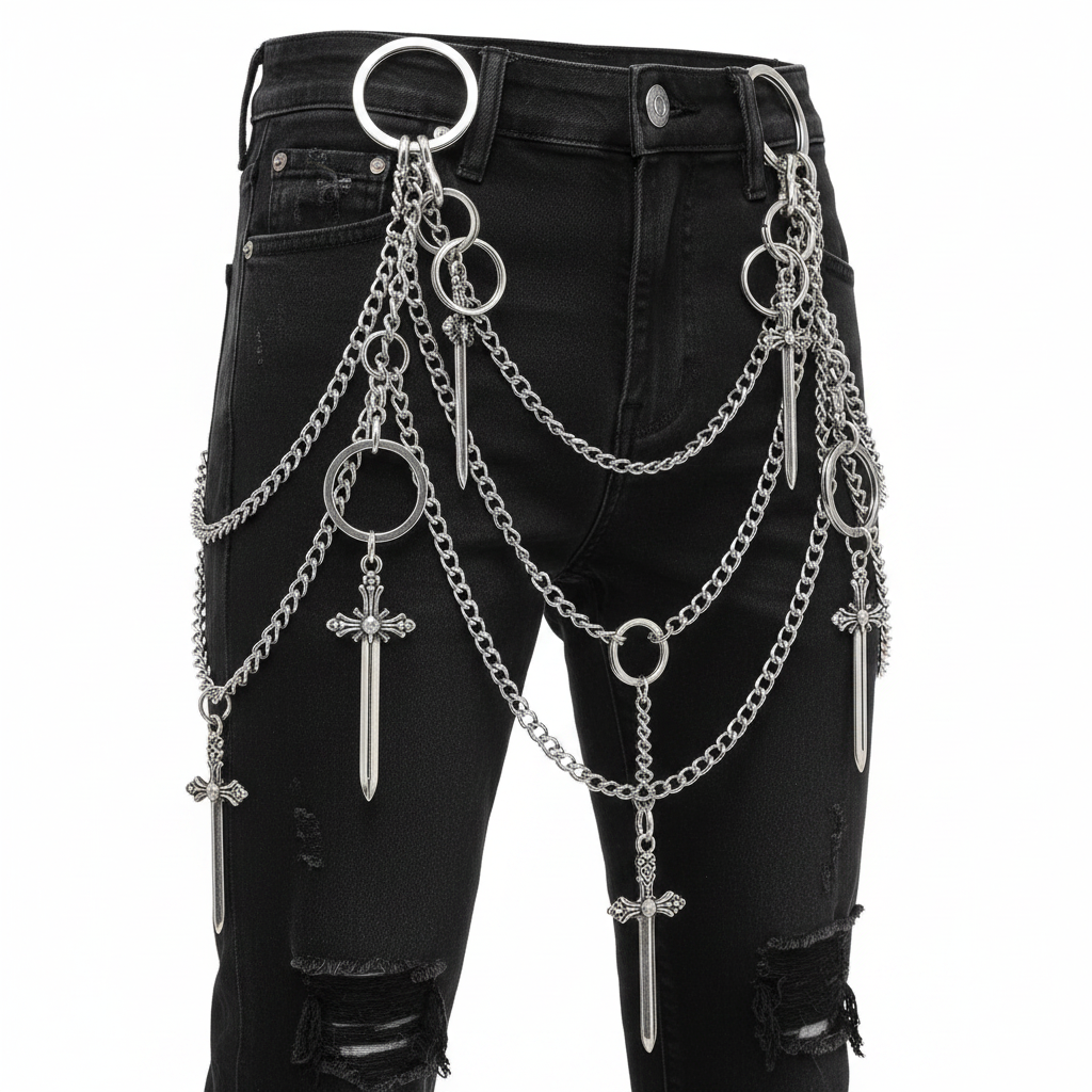 Gothic Cross Sword Layered Chain