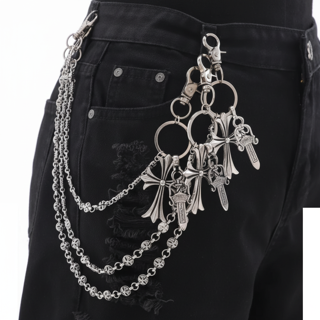 Gothic Cross Sword Layered Chain