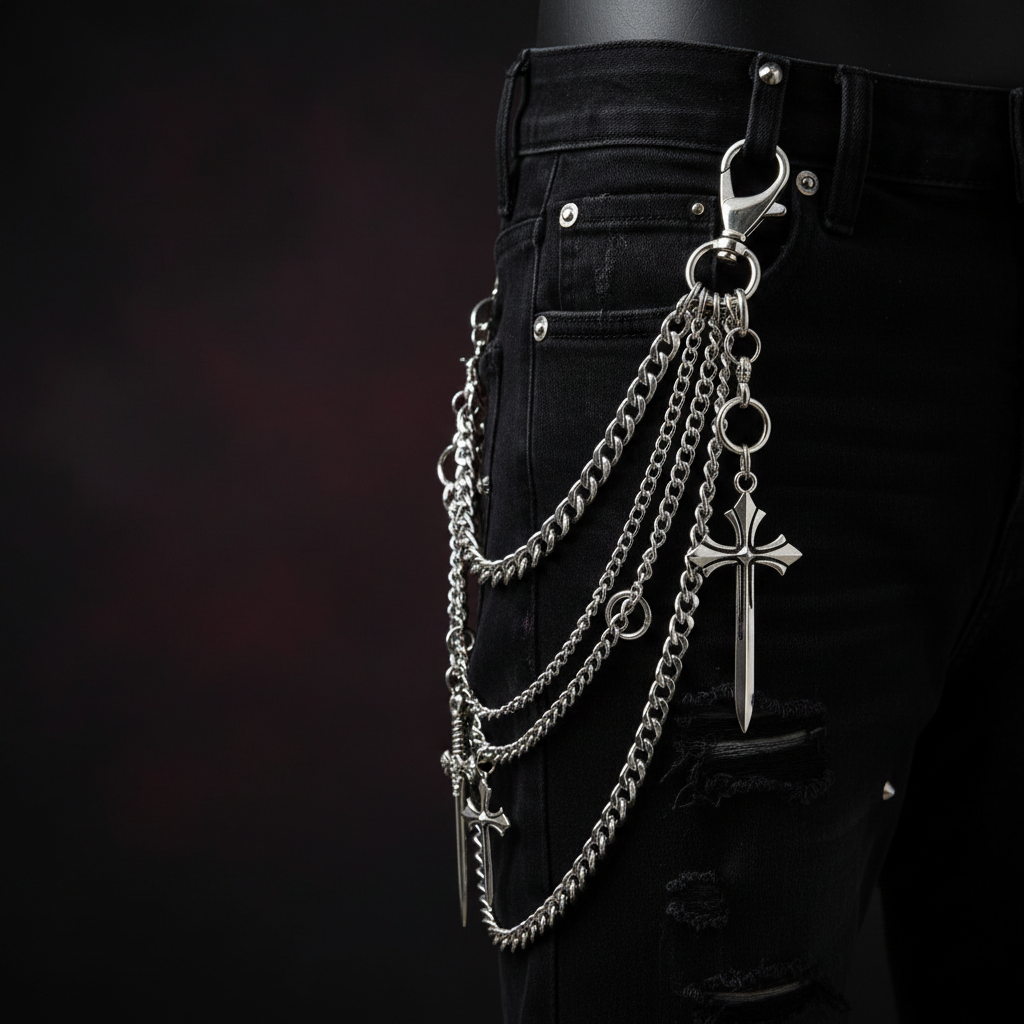 Gothic Cross Sword Layered Chain